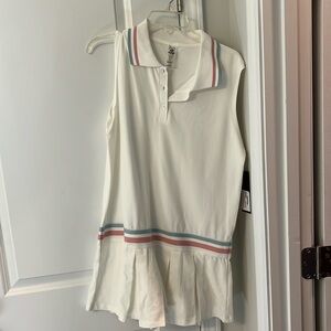 NWT! Womens white sleeveless collared cotton tennis dress size large